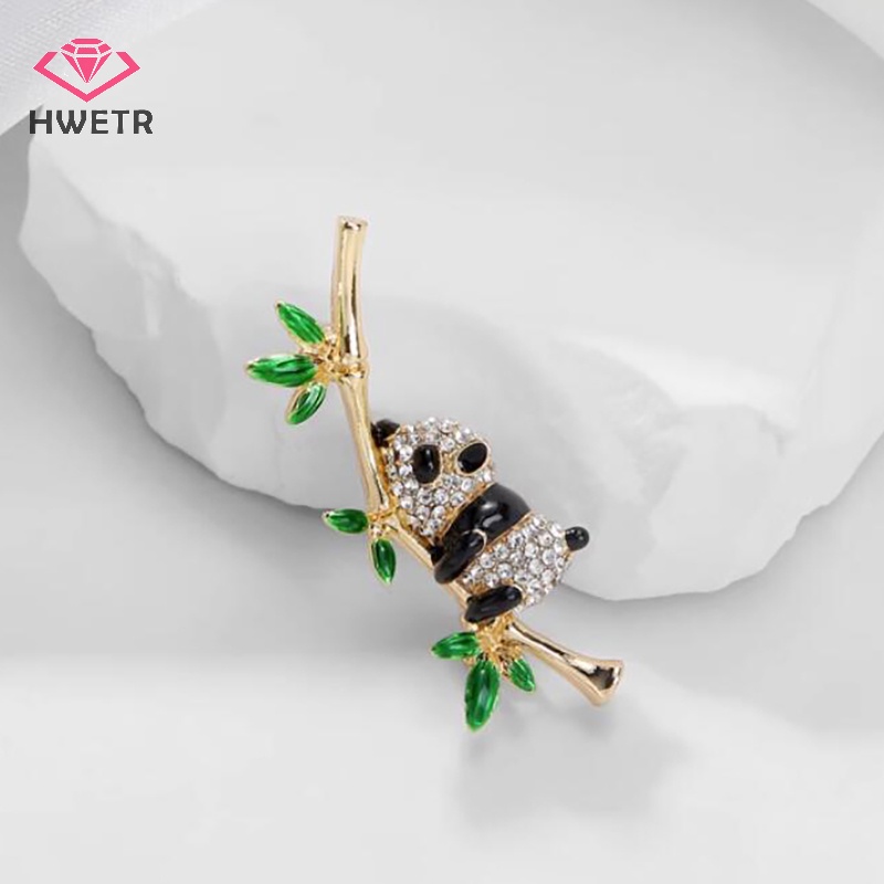 Ghim Cài Áo Hình Gấu Trúc / Cây Tre / Động Vật Bằng Hợp Kim Màu Vàng Thời Trang Cho Nữ Mới