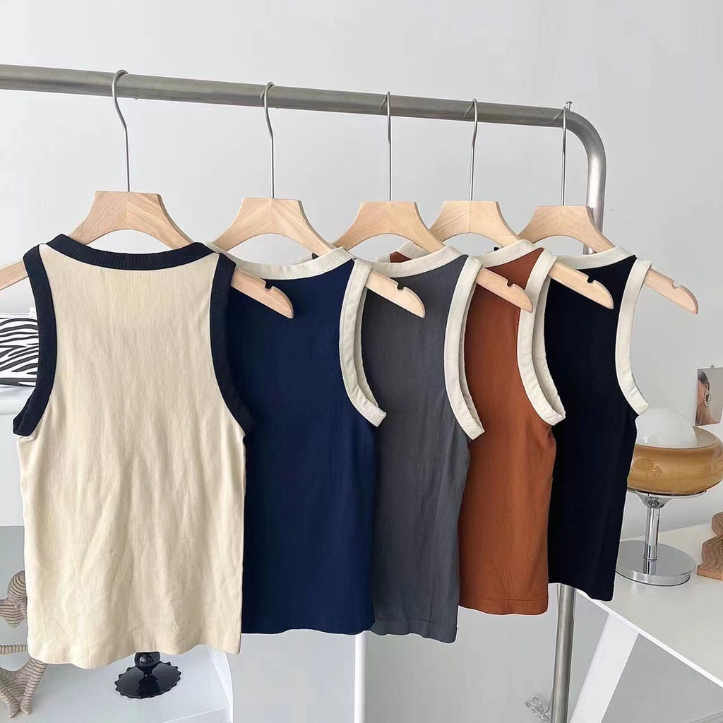Áo tank top Sát Nách Có Mút Đệm Phong Cách retro Cho Nữ