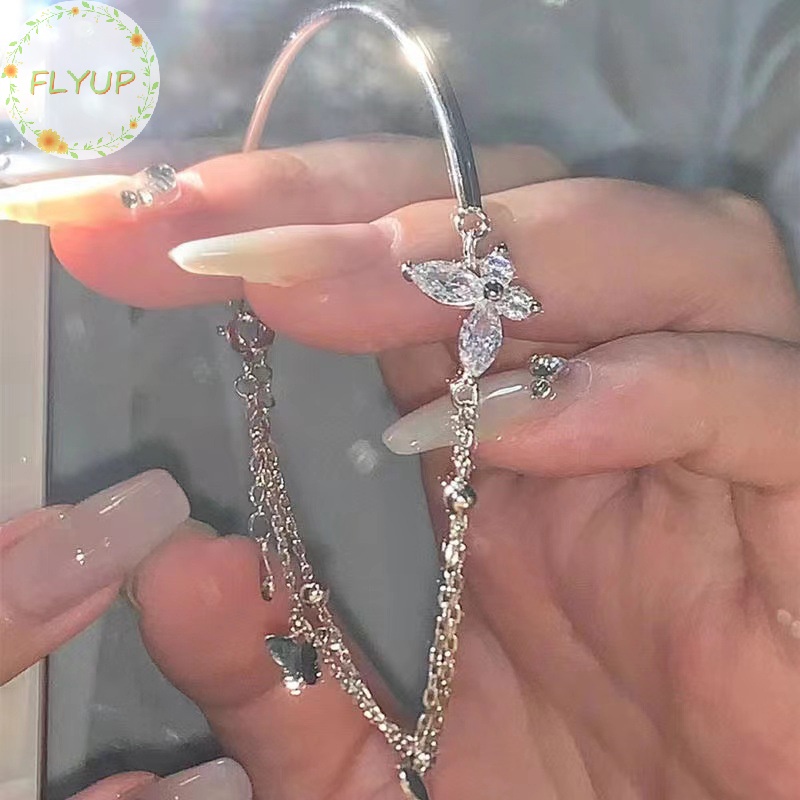 Flyup Vòng Tay Nhiều Lớp Màu Bạc zircon Hình Bướm Lấp Lánh Thời Trang Cho Nữ vn