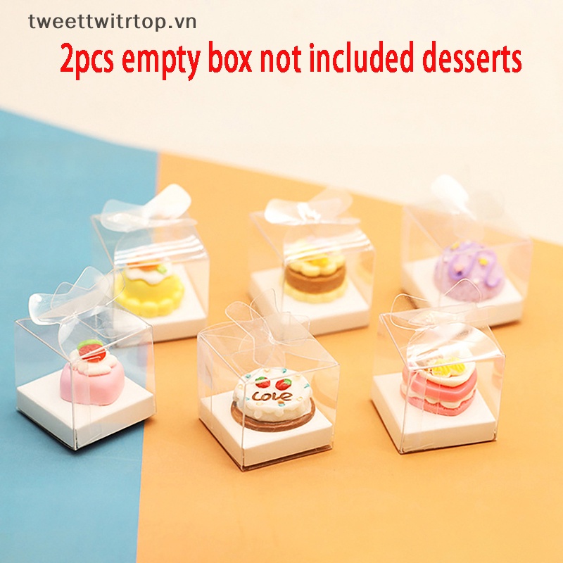 Trtop Set 2 Hộp Bánh Trong Suốt mini Trang Trí Nhà Búp Bê vn