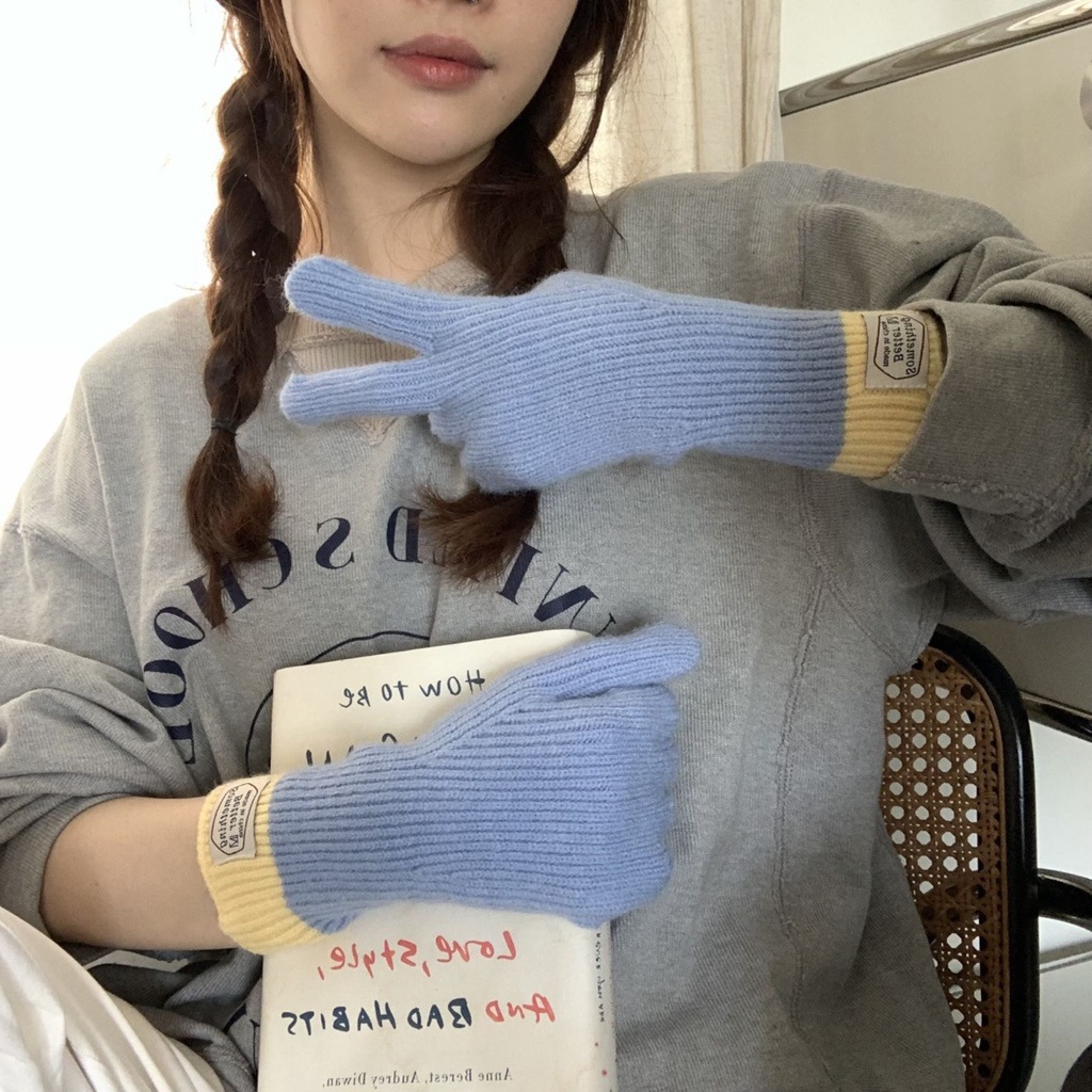 Găng Tay Giữ Ấm Mùa Thu Đông Có Thể Chạm Màn Hình Cảm Ứng Phong Cách Hàn Quốc Cho Nữ