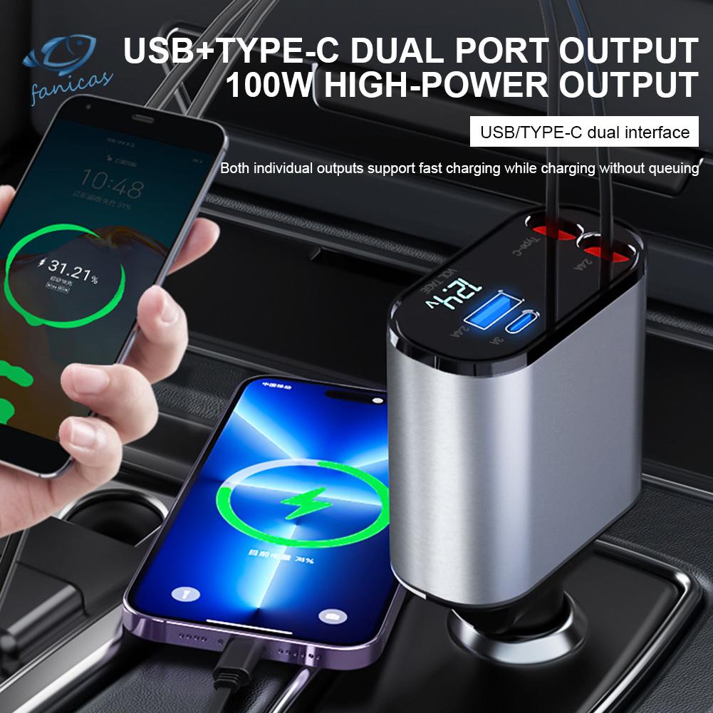 Tẩu Sạc Nhanh 4 Trong 1 120w Cho Xe Ô Tô