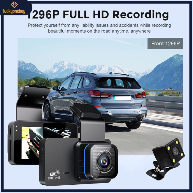 Camera Hành Trình wifi 3 "ips Hai Mặt Trước Và Sau 120 Độ° Máy Ghi Âm Lái Xe Góc Rộng