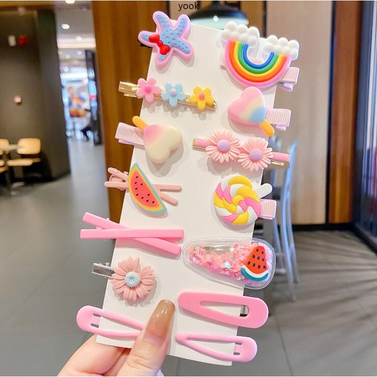 Yooko Bộ Kẹp Tóc Hình Hoa / Trái Cây / Trái Cây Xinh Xắn Cho Bé Gái