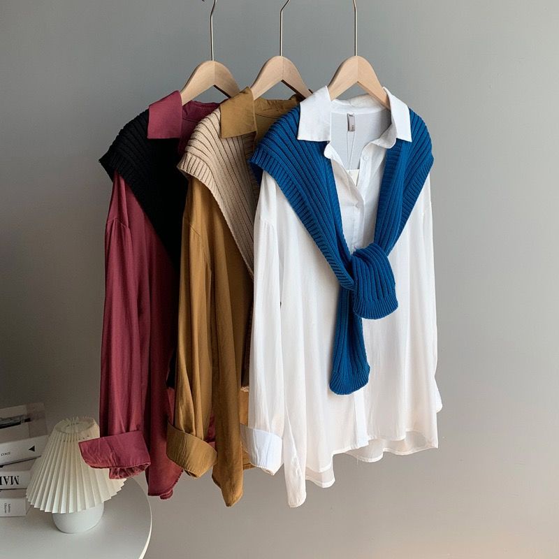 Khăn Choàng Cổ Bằng Len Dệt Kim Thắt Nút Thời Trang Xuân Thu Cho Nữ