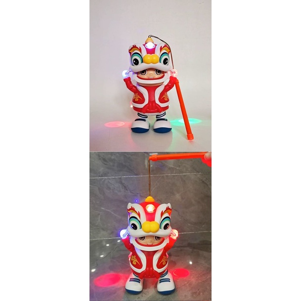 Lồng Đèn Hình Sư Tử Nhảy Múa Có Nhạc Nhỏ Gọn Làm Quà Tặng Lễ Hội Cho Bé txdq