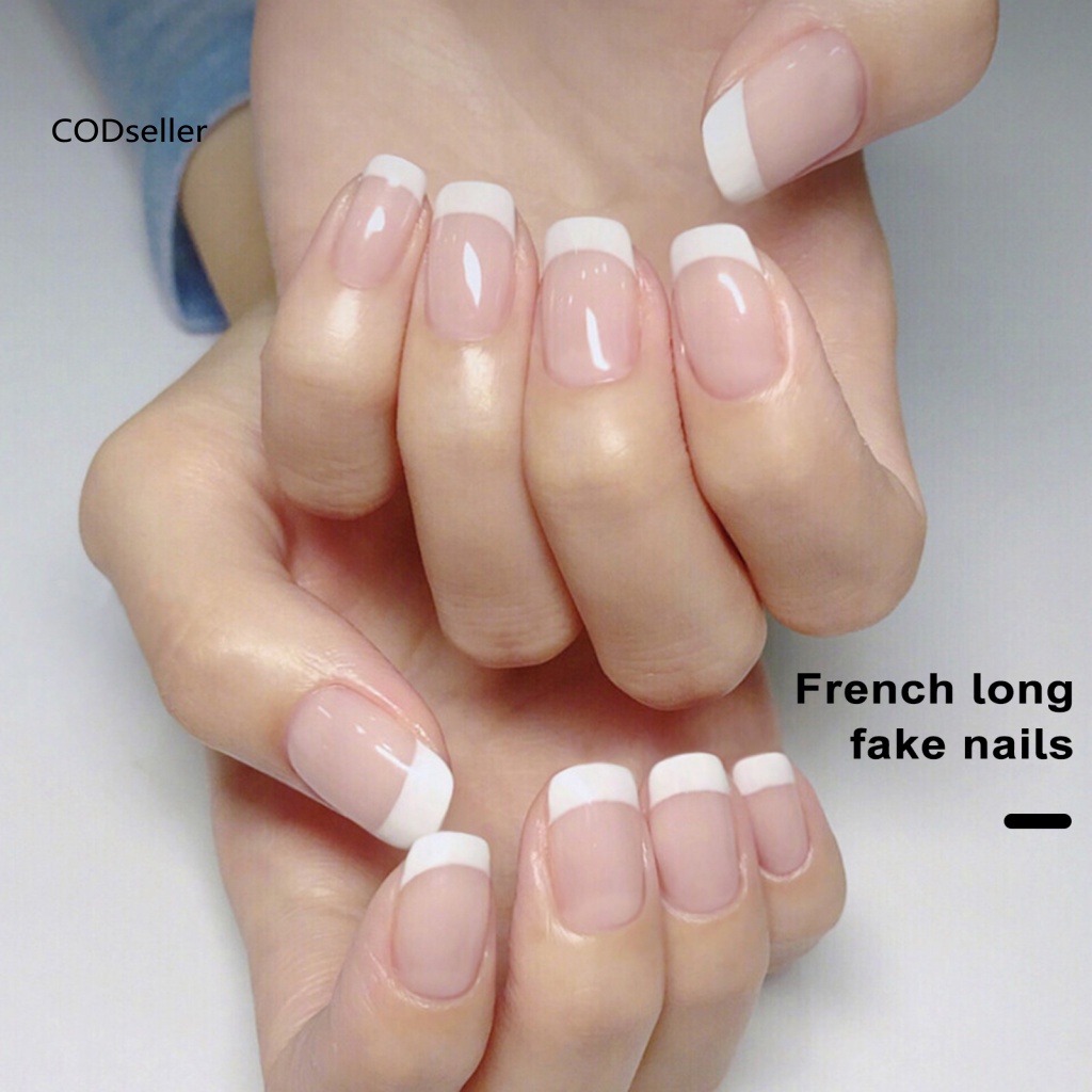 Bộ 24 Móng Tay Giả Hình Vuông Có Keo Nối Ngắn Bóng Tự Nhiên Cho Nữ Và Gia Đình