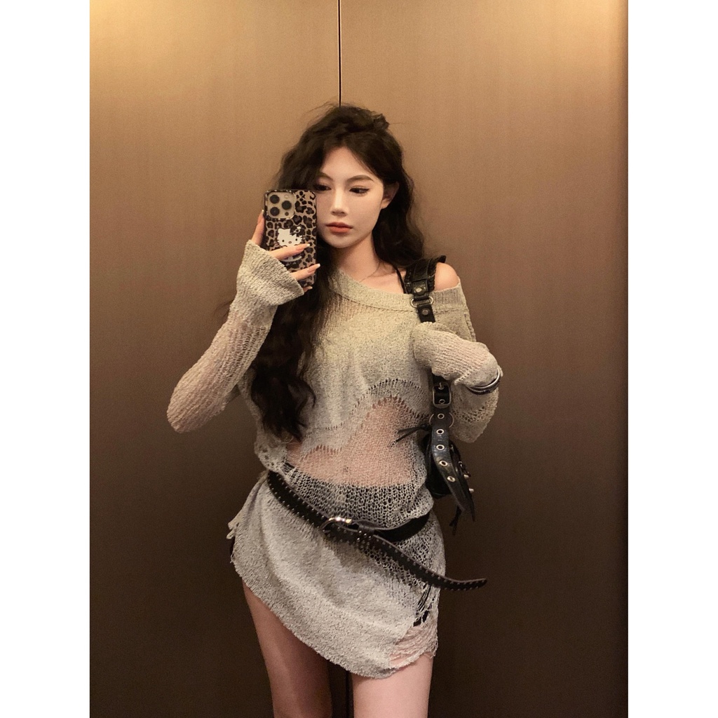 Áo Len Dệt Kim Tay Dài Cổ Tròn Màu Trơn Thời Trang Mùa Thu Dành Cho Nữ 3n