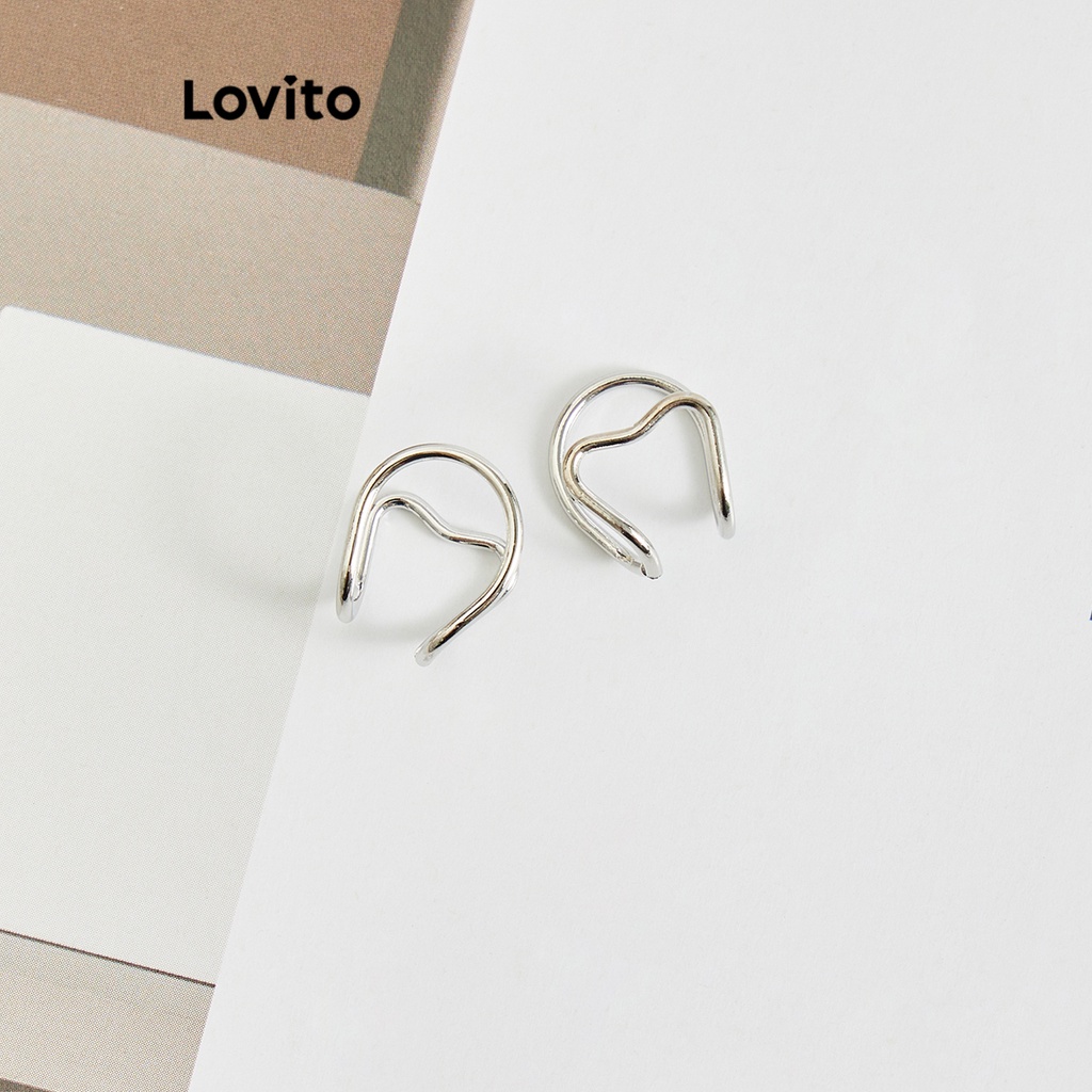 Lovito Bông tai trái tim trơn đơn giản cho nữ L63AD019