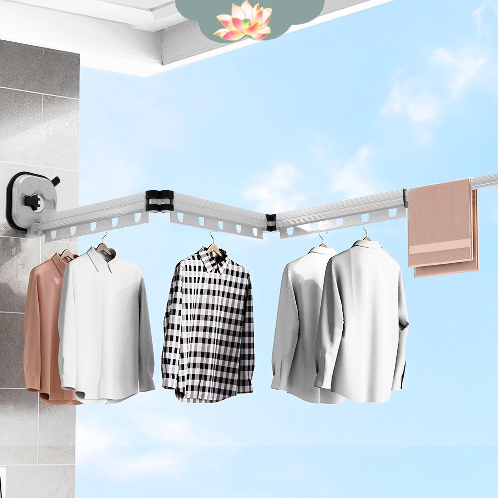 Giá Phơi Quần Áo 3 Tầng Có Giác Hút Chân Không Kèm Thanh Nối Dài Treo Tường shoptkc6039