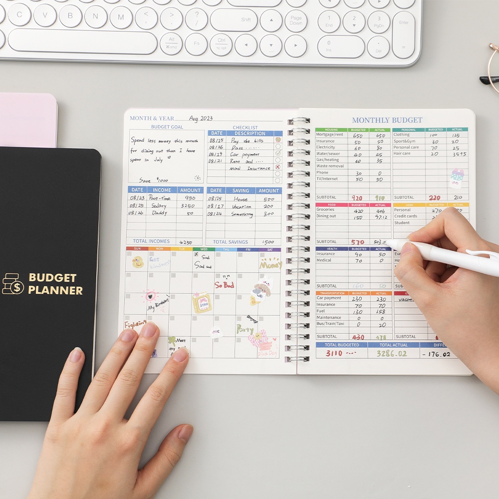 Imoda1 Cuốn Sổ Ghi Kế Hoạch Hàng Tháng Ba Màu Đen Hồng Phong Cách ins Tối Giản Dành Cho Văn Phòng