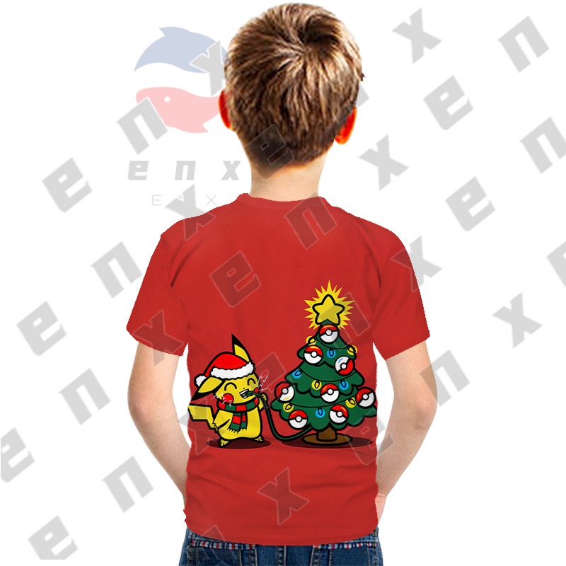 Áo Thun Tay Ngắn In Họa Tiết Hoạt Hình pikachu 3d Thời Trang Giáng Sinh Cho Nam Và Nữ
