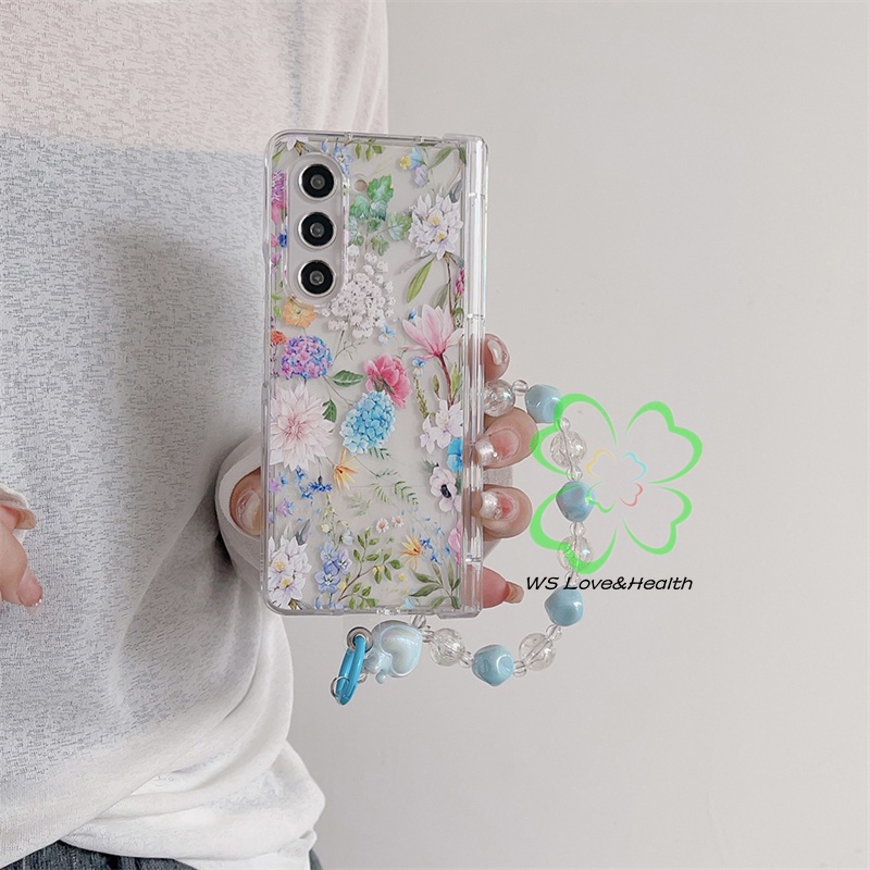 Bao Da Điện Thoại pc Cứng Trong Suốt Chống Sốc Họa Tiết Hoa Cho samsung galaxy z fold 5 z fold 4 Ốp