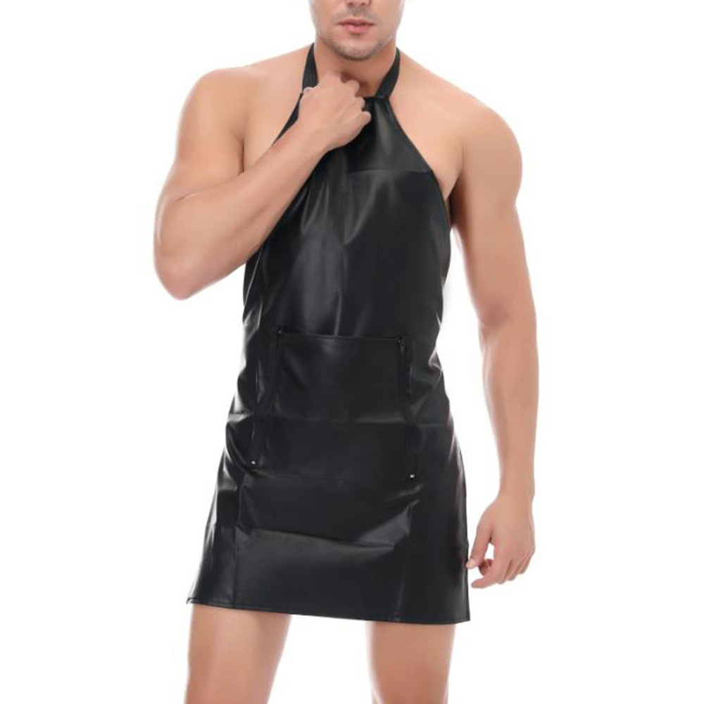 Tạp Dề Da pu mini Lưng Thấp Thoải Mái Có Túi Tiện Dụng Cho Nam