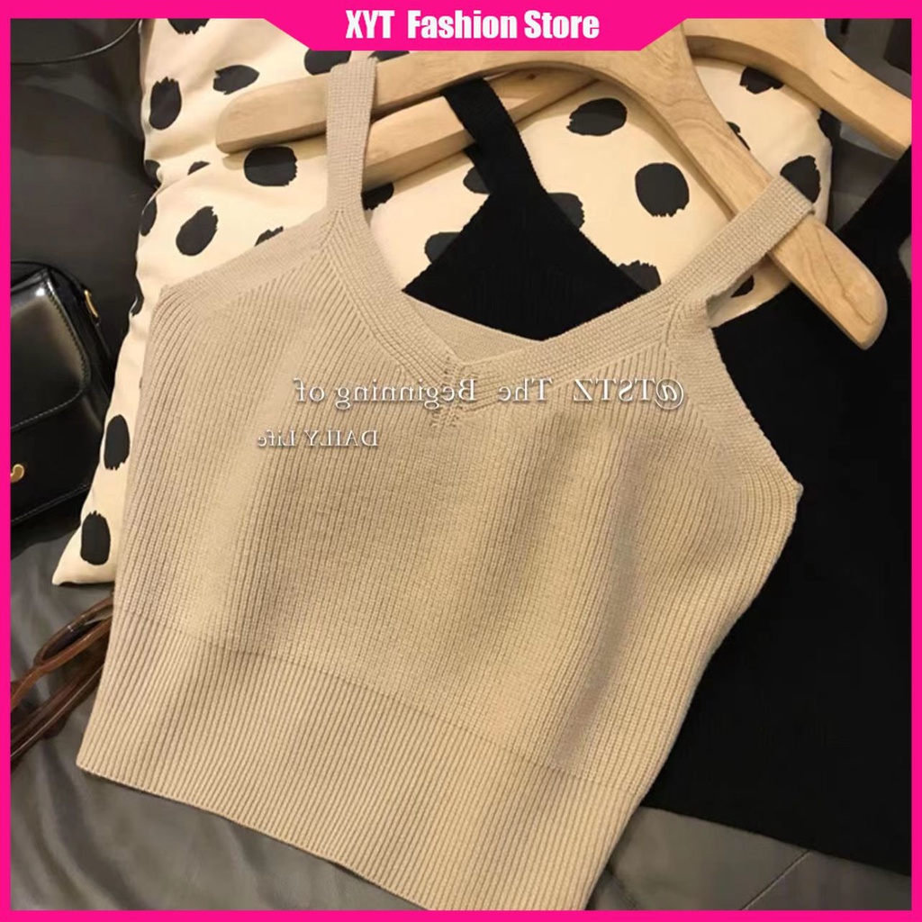 Áo Hai Dây Dệt Kim Kẻ Sọc Màu Sắc Tương Phản Thời Trang Cho Nữ Size 35-60kg