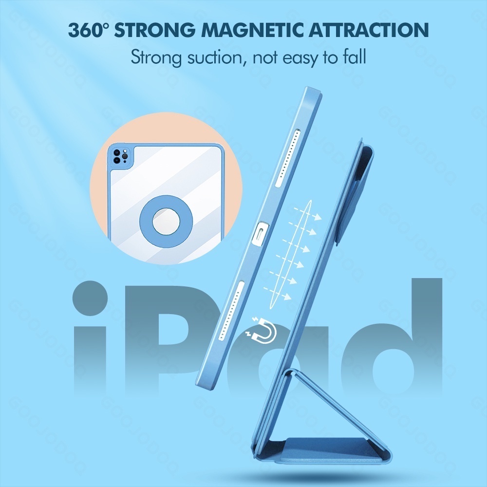 Bao da máy tính bảng goojodoq có giá đỡ nam châm xoay 360 độ cho iPad pro 11 air5 air4 gen10 10.9 gen9 8 7 10.2