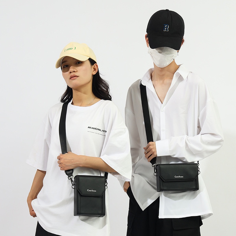 XINYIMEI  Túi Đeo Chéo Vai Hình Vuông Nhỏ Màu Trơn Đơn Giản Hợp Thời Trang Cho Nam