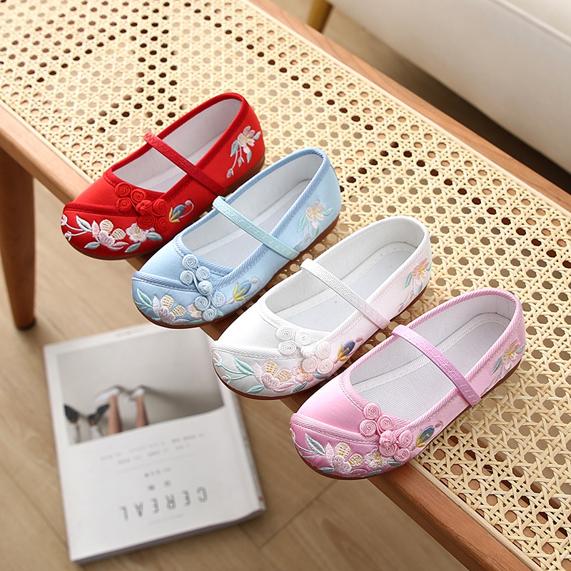 Giày Hán Phục Truyền Thống Trung Hoa Thêu Hoa Xinh Xắn Dành Cho Bé Gái Mới