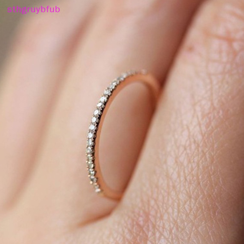 Sthb Nhẫn zircon Đơn Giản Mỏng Nhẹ Đính Kim Cương Thời Trang Làm Quà Sinh Nhật Cho Nữ vn