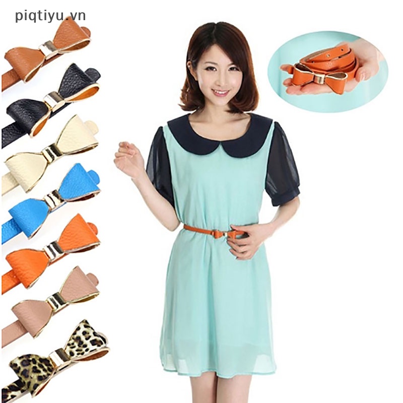 Thắt Lưng Da Pu Màu Trơn Khóa Kim Loại Thời Trang Cho Nữ