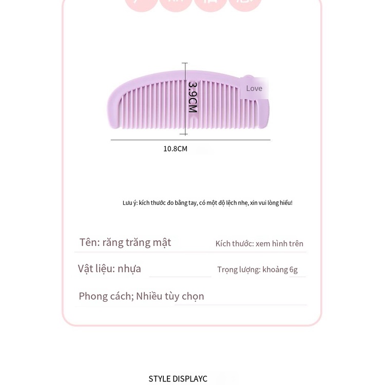 CODE Cartoon Love Mini lược nhỏ sinh viên lược tóc di động gia đình trẻ em chải tóc