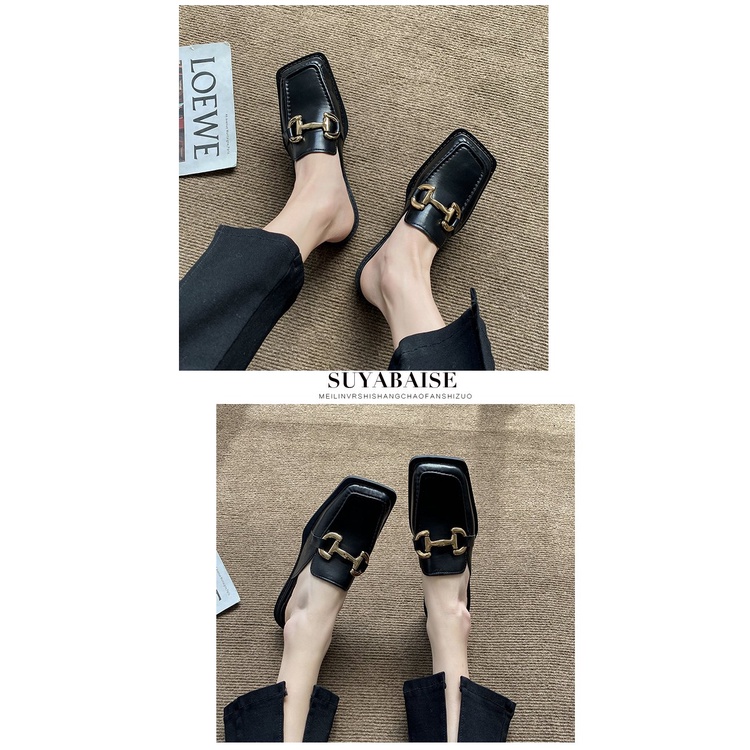 Giày Gót Thấp Mũi Vuông Dày Dặn Thời Trang Hàn Quốc Cho Nữ