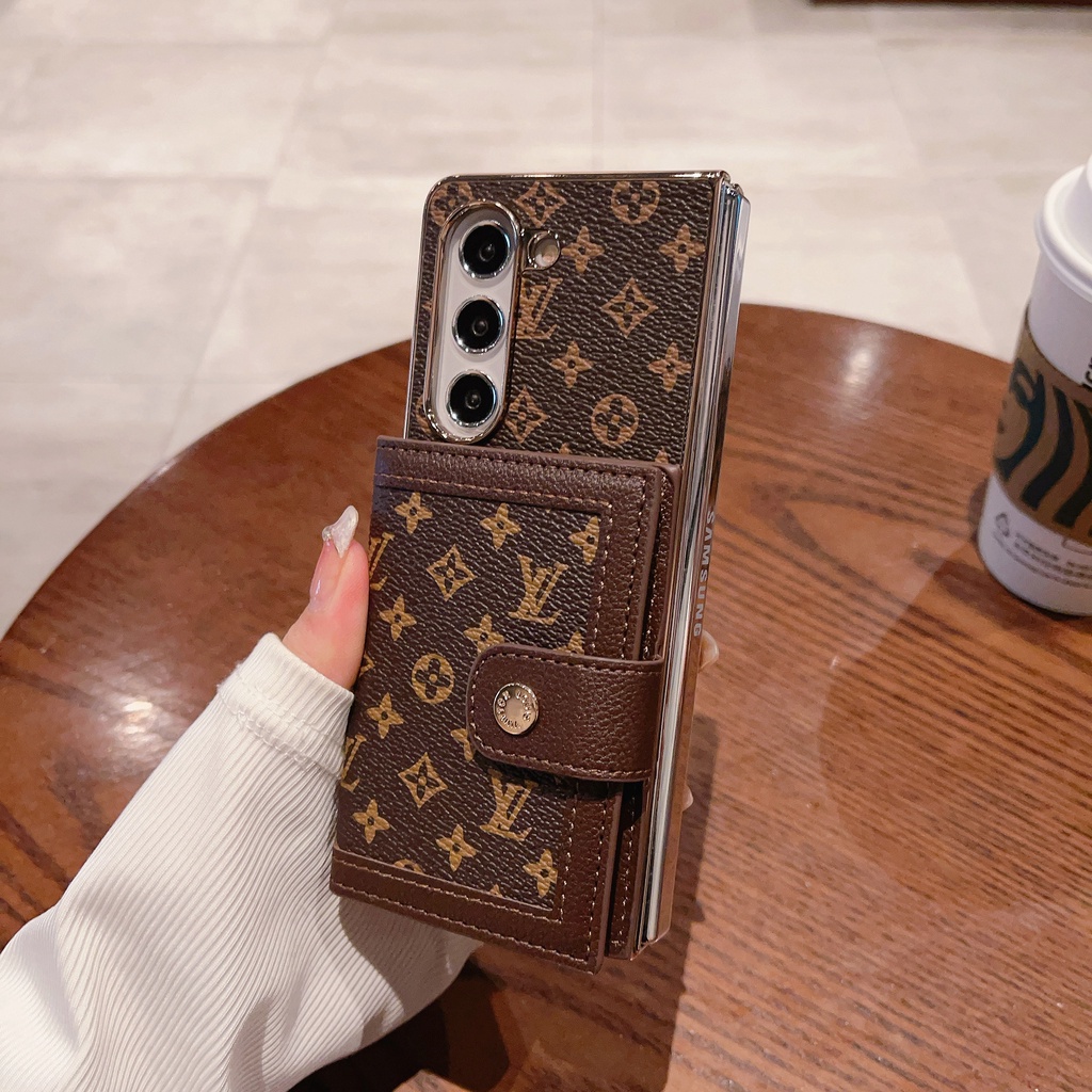 Sang Trọng Ốp Điện Thoại Da pu Gập Gọn Chống Sốc Cho samsung galaxy z fold 3 4 5 5g z fold5