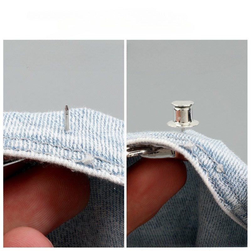 Ahellogirl Chân Váy jeans Xếp Ly Cài Nút Xếp Ly Vô Hình Điều Chỉnh Được