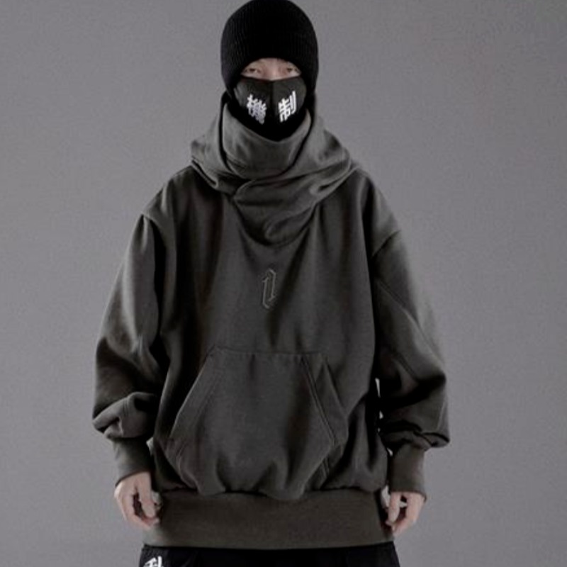 Áo Hoodie Cổ Cao Dáng Rộng Thêu Họa Tiết Phong Cách Đường Phố Thời Trang Thu Đông Cho Nam Và Nữ