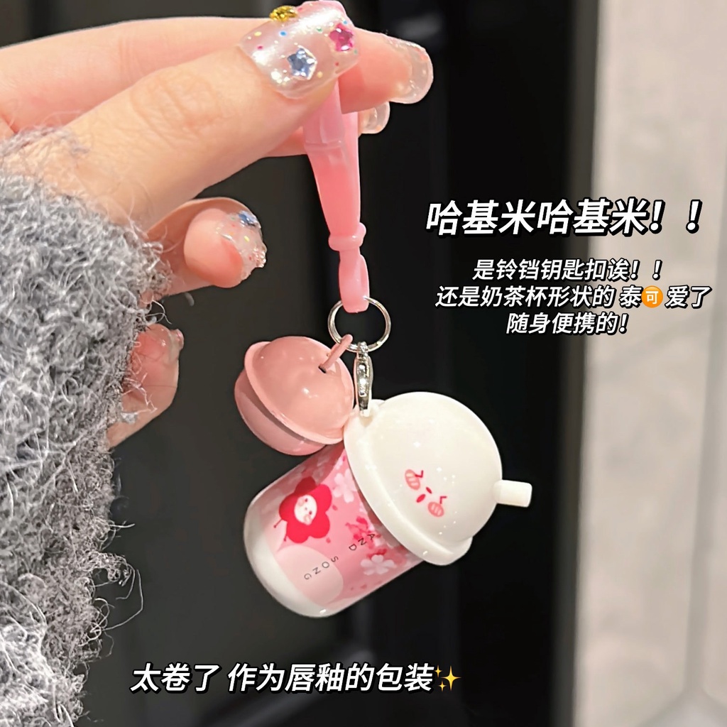 Son Môi 6 Màu Nhung Lì Kiêm Móc Khóa Hình Ly Trà Sữa Dễ Thương Giá Rẻ niche Làm Trắng Mặt Trơn Cho Học Sinh