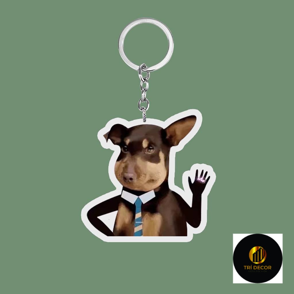 Móc khóa chó mèo babi phun nước cho bạn bè, người yêu - móc khóa mica