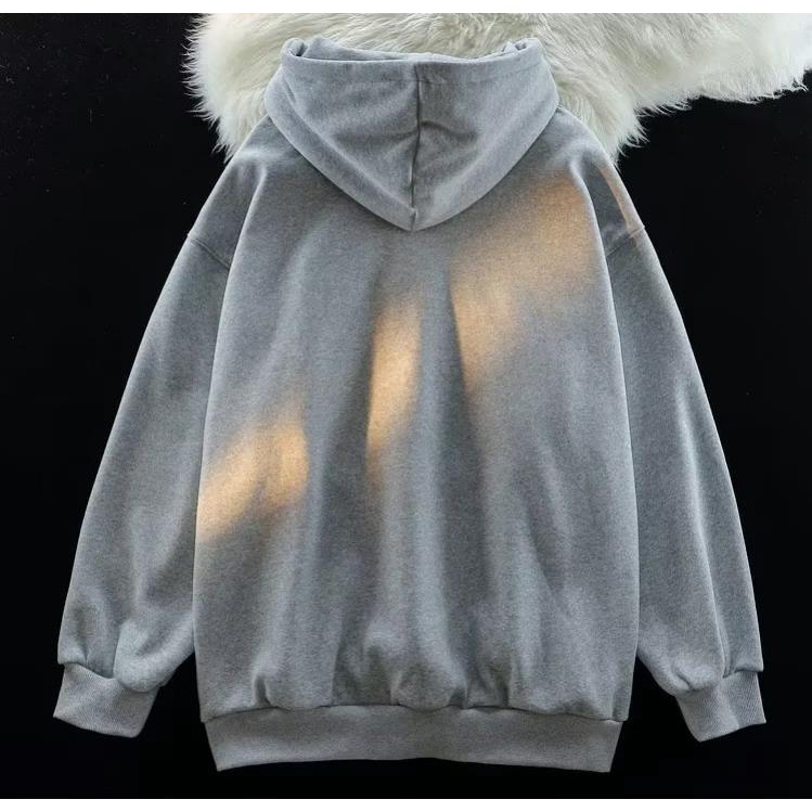 Áo hoodie Nhung Dày Tay Dài In Chữ Màu Xanh navy Phong Cách Hip Hop Thời Trang Mùa Thu Cho Nam Cỡ m-5xl