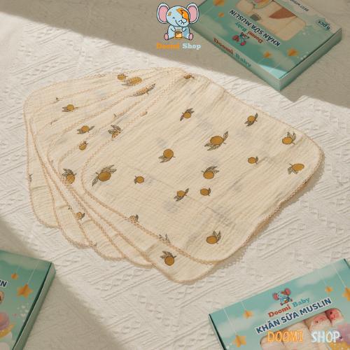 Set 6 Khăn Sữa Cho Bé Vải Muslin 2 Lớp Cao Cấp Chính Hãng Doomi Baby - HT635