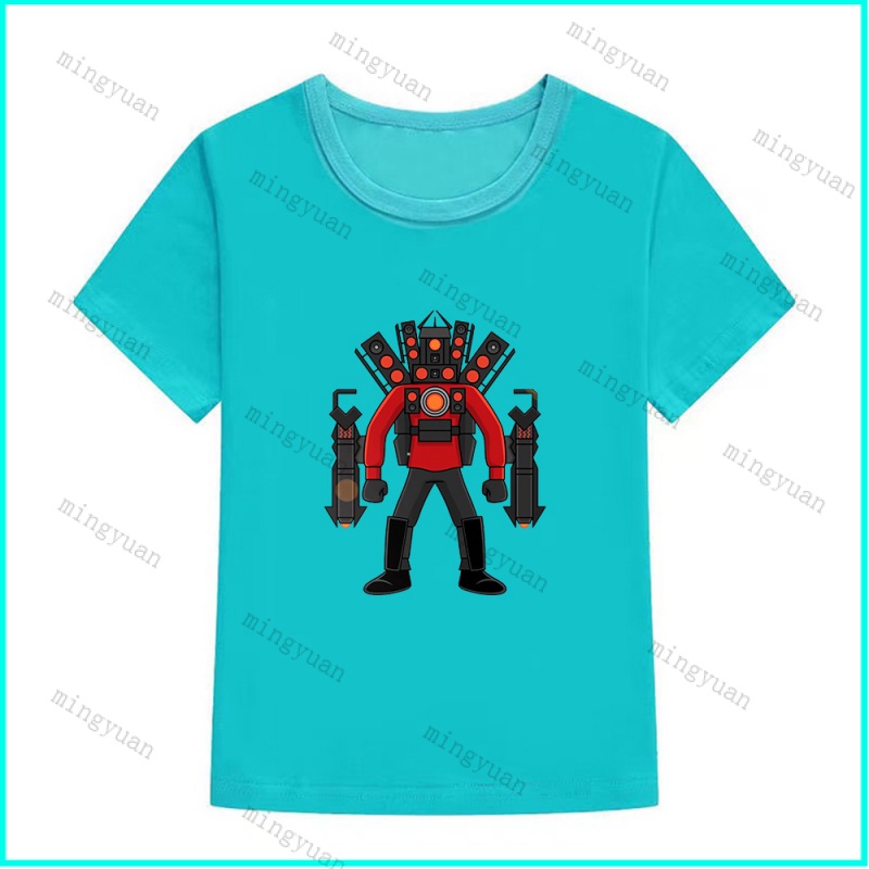 Mingyuan skibidi toilet Titanman Nâng Cấp Áo Thun Tay Ngắn Dáng Rộng unisex Cho Thanh Thiếu Niên