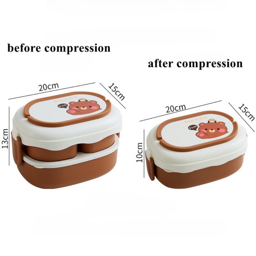 Hộp cơm miniso 1600ml Hai Lớp Có Tay Cầm Họa Tiết Hoạt Hình Có Thể Dùng Trong Lò Vi Sóng