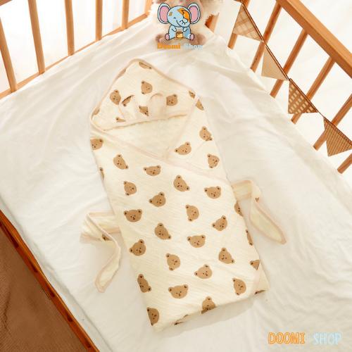 Ủ Xô Muslin Hạt Đậu 4 Mùa Cho Bé Mềm Mịn Thoáng Mát Họa Tiết Siêu Xinh Doomi Shop - HT627