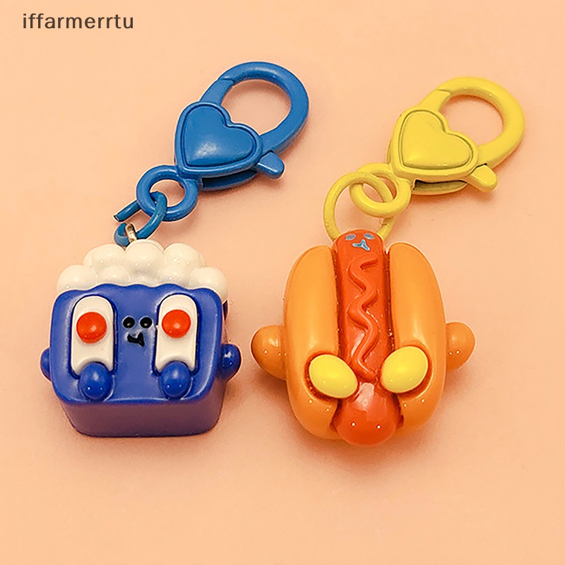 Móc Khóa Mô Phỏng Thức Ăn Chiên / hamburger / Gà Con Dễ Thương Vui Nhộn Dùng Để Trang Trí