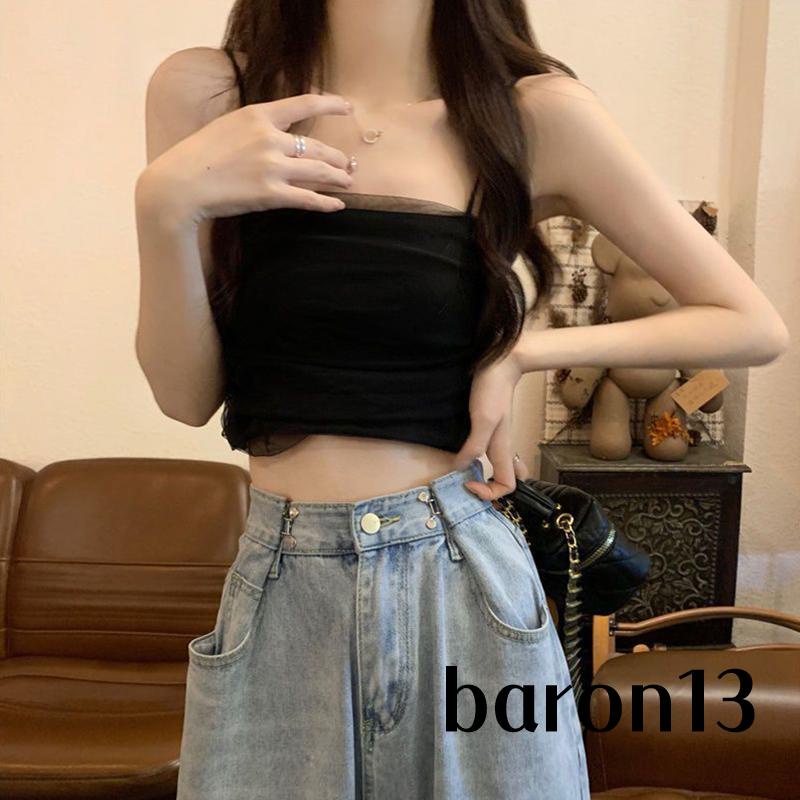 Xo8k-áo Ren Không Tay Khoét Sâu Hở Lưng Màu Trơn Mùa Hè Cho Nữ