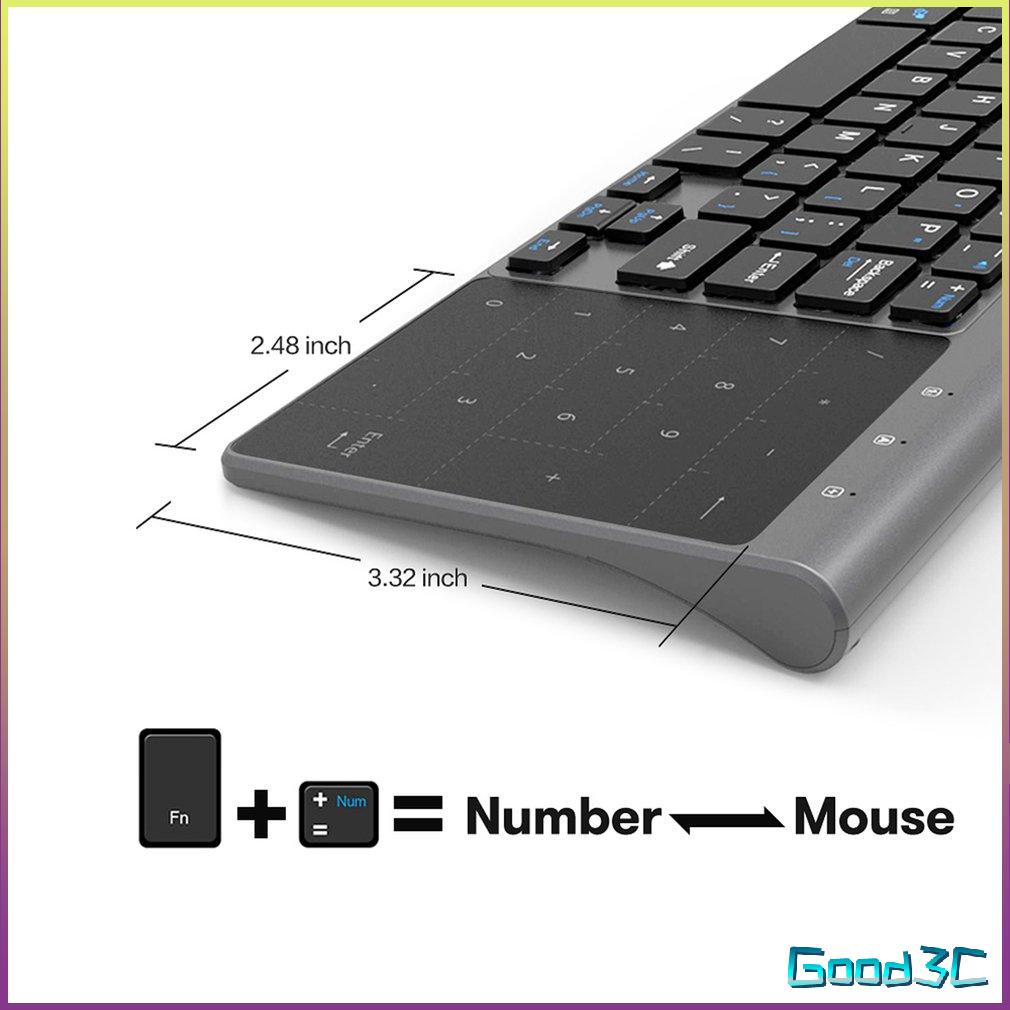 Bàn phím mini không dây USB 2,4 GHz mỏng Wither Touchpad số