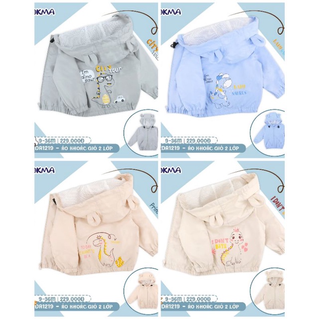 Áo khoác gió mũ phối tai xinh cho bé - DOKMA  DA1879 PL