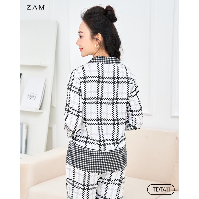 BỘ NGỦ SHE BY ZAM - TDTA11 - BỘ DÀI TAY TARTAN ĐEN