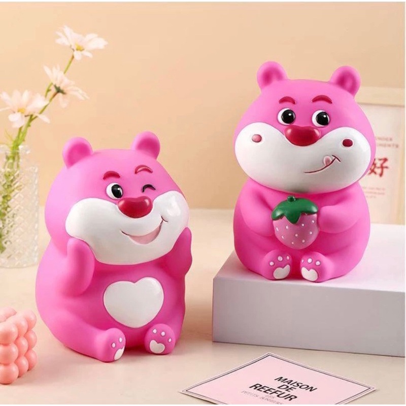 Tượng Tô Màu Gấu Ôm Dâu dễ thương size lớn