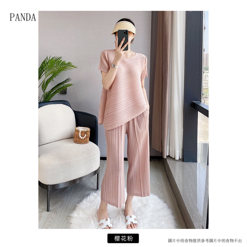 Set Áo Thun Ngắn Tay + Quần Dài Ống Rộng Thời Trang Hè 2023 8 issey miyake Cho Nữ váy đồ nữ bộ nữ