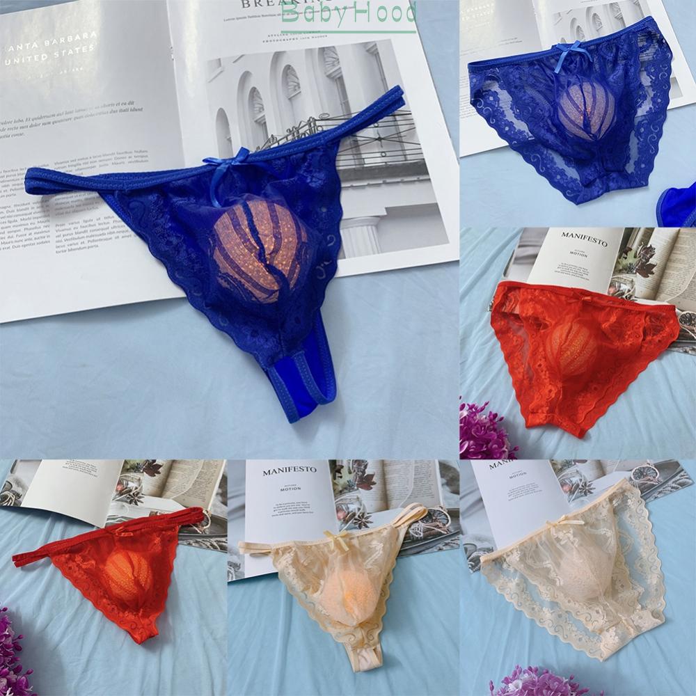 Men Sexy Lace Thong Briefs Underwear bikini pouch G string jockstrap See-through#BBHOOD