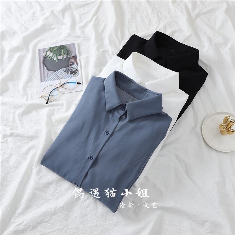 Áo Sơ Mi Nữ Dài Tay Cổ Bẻ Form Rộng Thời Trang Hàn