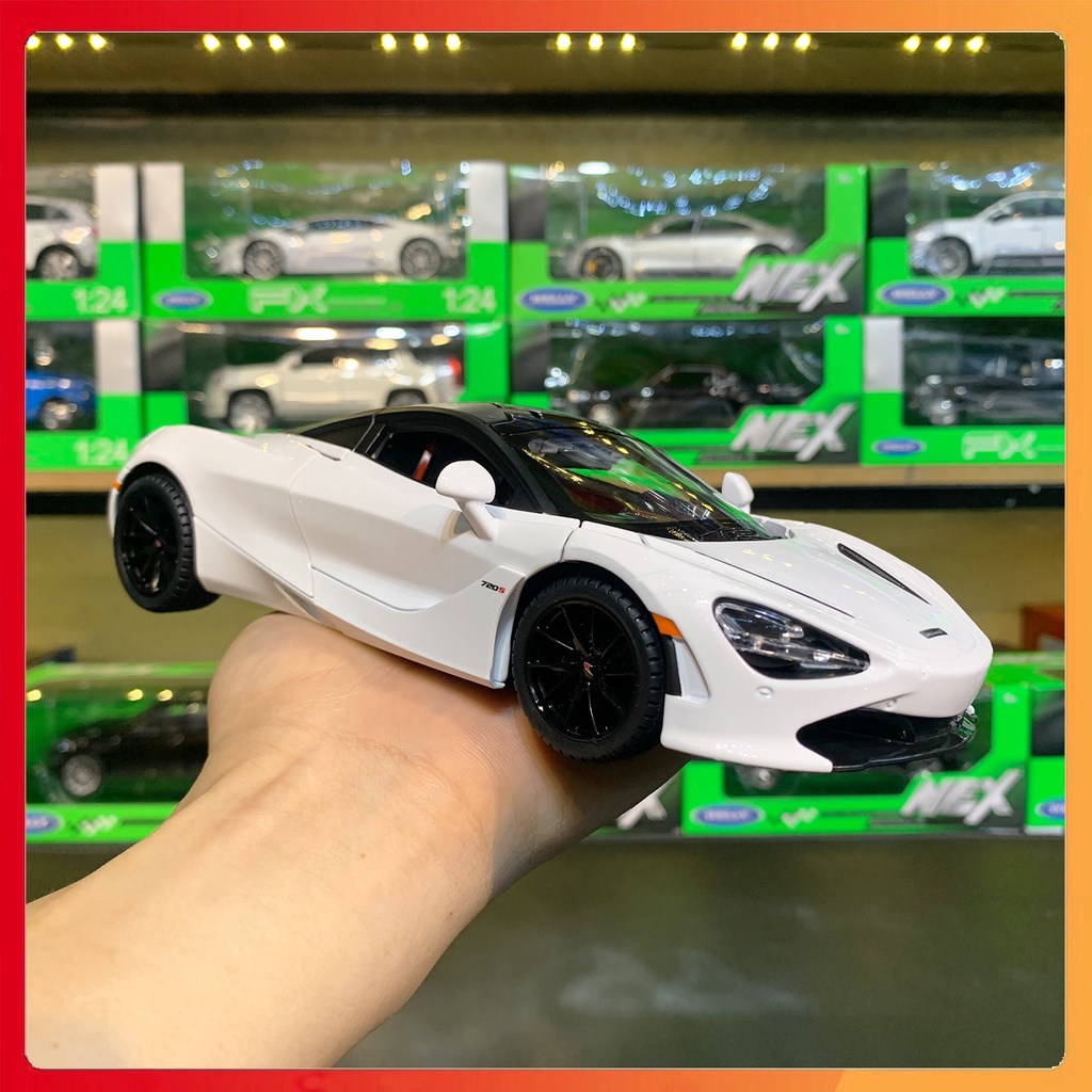 Giá rẻ Mô hình xe Mclaren 720S tỉ lệ 1:24 JINLIFANG sập sàn hộp bí ấn, tặng ô tô