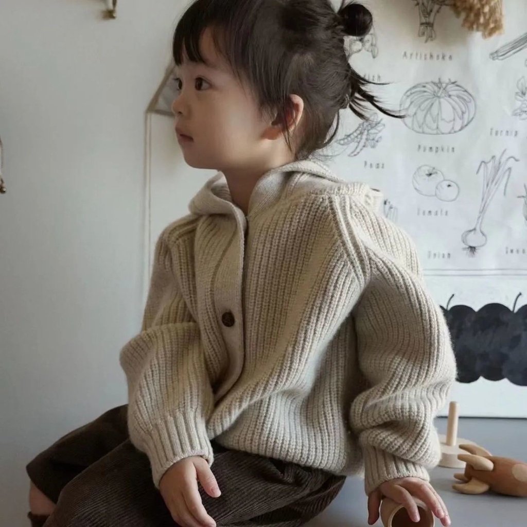 Áo Khoác Len cardigan Có Mũ Trùm Dễ Thương Thời Trang Mùa Thu 2023 Kích Thước 80-140