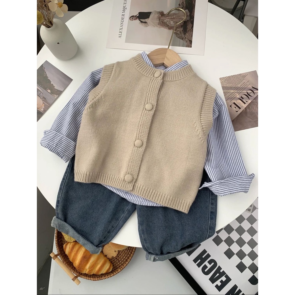  Phlis2023 Áo Khoác cardigan Dệt Kim Phong Cách Hàn Quốc Mùa Thu Cho Bé Trai Và Bé Gái áo gile len áo len cho bé gile len cho bé áo len cho bé sơ sinh áo len gile cho bé áo len trẻ em áo gile lông cho bé áo len bé trai áo len cho bé trai áo gile bé trai 