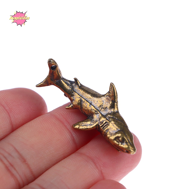 1 Bức Tượng Cá Mập Bằng Đồng Thau Để Bàn Trang Trí Phong Cách vintage