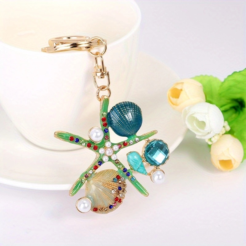 Móc Khóa Hình Sao Biển Đính Đá Lấp Lánh Dễ Thương